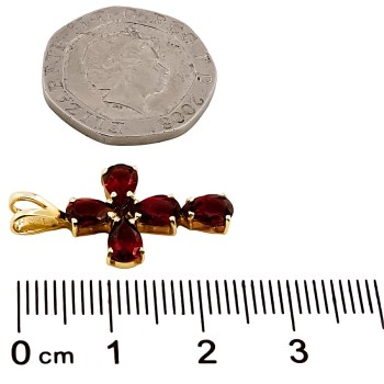 9ct gold Garnet Cross Pendant